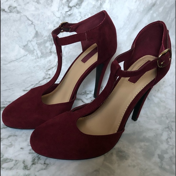 Forever 21 | Shoes | Forever 2 Burgundy Heels W Ankle Strap | Poshmark